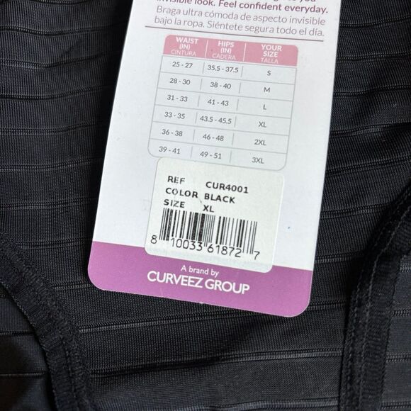 Curveez Women's Daily Striped Smoothing Briefs Light Compression Black XL NWT - Picture 11 of 12